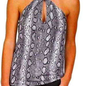 MICHAEL Micheal KORS Ring Halter  Snake Print Swimsuit Takini Top
